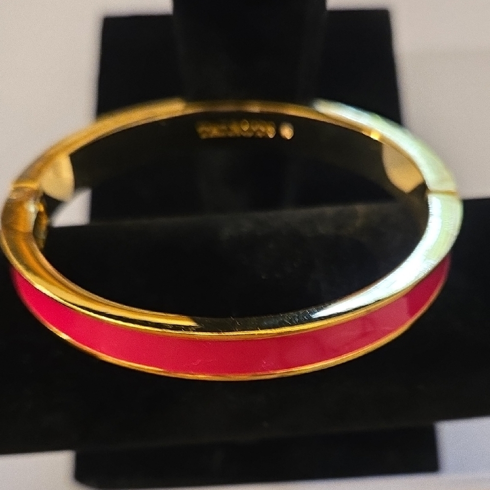 Talbots Pink and Gold Open Hinge Bangle Bracelet